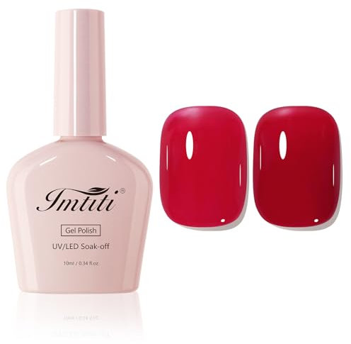 Imtiti Jelly Gel Nail Polish, Sheer Jelly Red Translucent Red Color UV/LED Soak Off Gel Polish for DIY Nail Art Manicure and Pedicure at Home (0.34 Fl Oz-971)