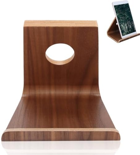 Jwthee Tablet-Halter aus Holz, Handy-Ständer aus Holz für Büro, Schreibtisch, handgefertigte Handy-Ablage aus Holz, universeller Handy-Halter