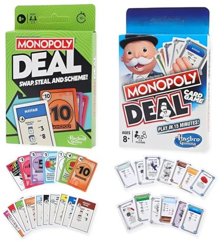 Monopoly Deal Kartenspiel, Deal Brettspiele und Gesellschaftspiel,Schnelles Spiel Das unterhaltsame Kartenspiel Spiel, Reisespiel-Kartenspiel, für Familien und Kinder ab 7 Jahren, Metallbox - A