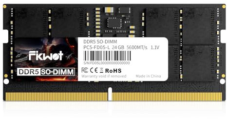 Fikwot DDR5 RAM 24GB 5600MHz CL40 1.1V SODIMM 262 Pin Intel AMD kompatibler Laptop-Speicher für Spiele und den professionellen Einsatz