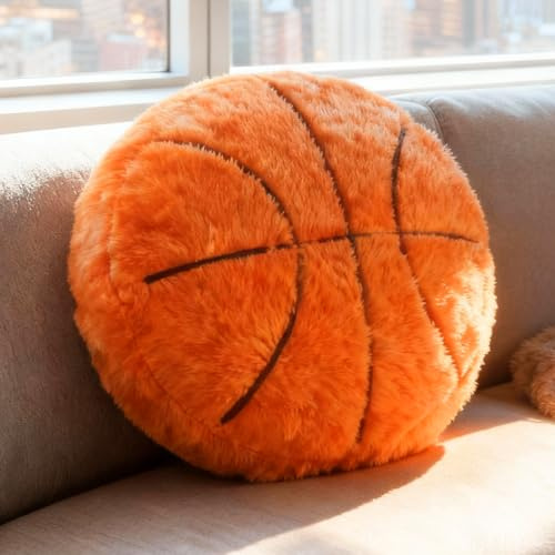 Augesak Plüsch Basketball,35 * 35cm weiche Flauschige Basketball Sitzkissen,Basketball Deko Sitzkissen,Basketball Geschenke Jungen,Kreative Geburtstag Geschenk Für Basketball Liebhaber
