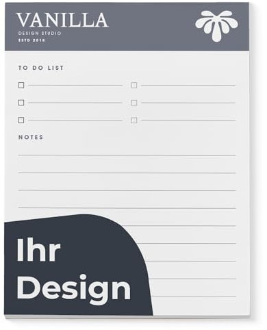 Cimpress Notizblock, 50 Blatt Premium Schreibblock, Personalisiertes Notizbuch mit Namen oder Branding, Notizblöcke für Arbeit oder Studium A5 (14.8 x 21 cm)