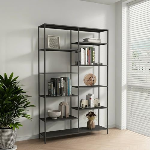 Dmora Regal Apricot 120x30x188 cm Grau 9 Fachböden, Bibliothek