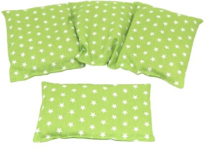 STERNE Kirschkernkissen 2 er Set 3 Kammer + kleines 36 x 18 cm Kirschkernkissen Körnerkissen Wärmekissen XXL Dinkel Weizen Kältekissen Mikrowelle + Backofen (Lime/Grün Sterne, Kirschkerne)