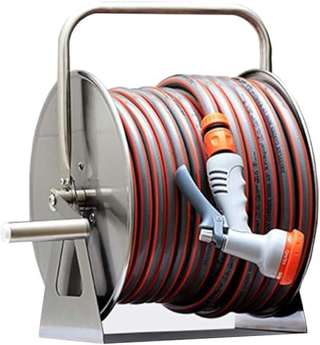 CucCe Schlauchtrommel Edelstahl-Schlauchtrommel, Schlauchaufbewahrungsregal, Bewässerung, Autowaschschlauchtrommel zur Wandmontage(35m)