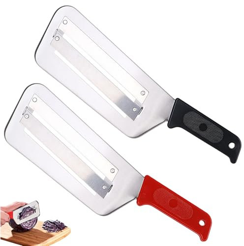 Cabbage Shredder for Coleslaw, Dual Blade Stainless Steel Shredder Knife, Julienne Cutter for Vegetables, Salad, BBQ, Kitchen Use (A)