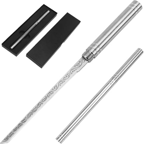 Giutsaull 2 Couteaux à Fruits Portables Multifonction, Couteau à stylo magique, petit couteau droit, Mini Couteau de Poche Cool avec Fourreau, Applicable à Outils Vie Camping Plein Air