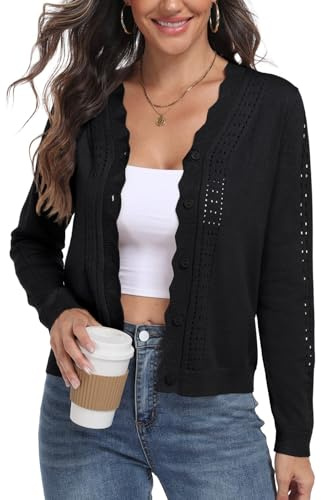 PrinStory Womens Cardigan Long Sleeve Button Down Knit Ladies Jumper Open Front Knitwear Elegant Outwear