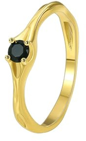 Wycian Freundschaftsringe Best Friends Damenring In Gold 14K Gold Au585 Onyx Schwarzer Runder Onyx Größe 62 (19.7) Klassisch für Tante Neujahr Personalisierbar