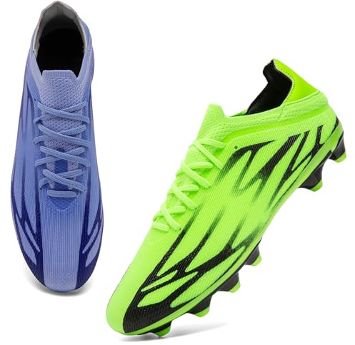 ASOCO DREAM Scarpe da Calcio Uomo Scarpe da Calcetto Professionali Tacchetti Scarpe da Allenamento All'aperto Scarpe da Ginnastica,Verde/Viola,45 EU