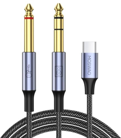 MOSWAG Cavo USB C Jack 6.3 Stereo con DAC a 32bit/384KHz 1M