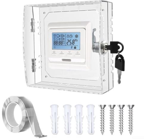 Acrylic Thermostat Lock Box with 2 Keys, Transparent Thermostat Protection Cover for Wall-Mounted-Thermostats For Home And Office Use