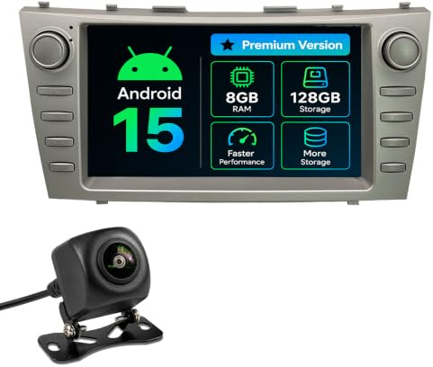 8-Core 8GB+128GB Android 15 Car Stereo for Toyota Camry MK6 2006-2011, 7 Inch Sat Nav with 4G SIM Card Slot, Wireless CarPlay Android Auto, Touch Screen Radio GPS Bluetooth WiFi FM RDS DSP Camera