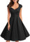 bbonlinedress Women's 50s 60s A Line Rockabilly Dress Cap Sleeve Vintage Swing Party Dress Black M