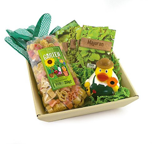 Geschenkkorb Gartenglück mit Nudeln und Badeente