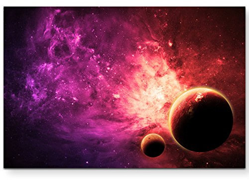 Paul Sinus Art Leinwandbilder | Bilder Leinwand 120x80cm roter Planet im Universum