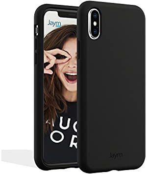 JAYM - Coque Silicone Premium Noire pour Apple iPhone X/XS -100% Silicone et Microfibre - Renforcée et Ultra Doux