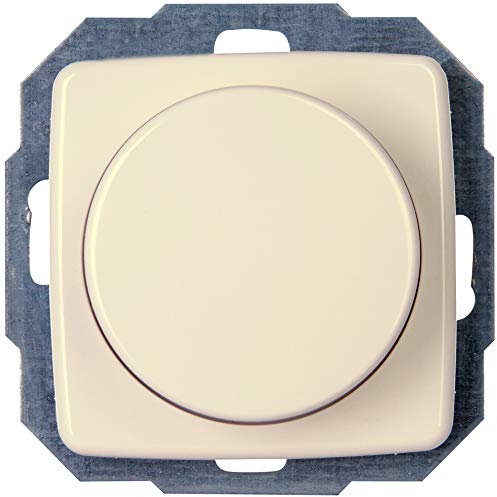Kopp Rivo creme-weiß, Universal-Dimmer mit Druck-Wechsel-Schalter für LED, Phasenan- und Phasenabschnitt, LED 3-100 Watt, Glühlampen 10-250 Watt, 846101088