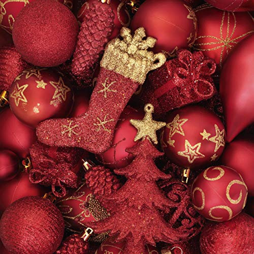 20 Cocktail Servietten Rote Kugeln zu Weihnachten 24cm