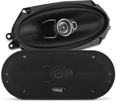 Pyle 2 Enceintes coaxiales 3 Voies PL410BK 4 x 10 10 x 25 cm 100 x 250 mm 150 Watt rms 300 Watt Max 4 ohm 91 DB Noir pour Voiture, la Paire