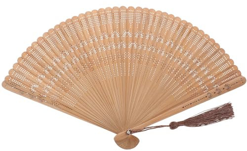 Homoyoyo Bambus Handfächer Vintage Fan: Bambus-Faltfächer mit Fransen Holz kleinHand Fan Hochzeit Bridal Party gefallen für Hochzeit Tanzdekoration Braut Party Tanz