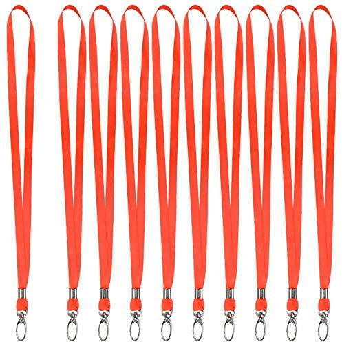 10 Stück Nylon Schlüsselbänder mit Swivel Schließe, Büro Schlüsselband Umhängeband Abzeichen Lanyards, Neck Strap Lanyard für Kamera Schlüssel Ausweishülle Namensschilder (Rot)