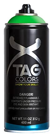 TAG Colors - G400A020 Vernice Spray per Graffiti SKYWALKER GREEN 400 ml, 1 Bomboletta Professionale per Writers e Street Artists, Smalto Full Coverage Lunga Tenuta, Finitura Opaca, 100% Made in Italy