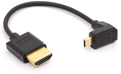 HTGuoji Abgewinkeltes Micro-HDMI-auf-HDMI-Kabel, 90 Grad Winkel, Micro-HDMI-Stecker auf HDMI-Stecker, Adapterstecker für 1080P, 4K, Ultra HD, 3D, Ethernet, 15 cm (unten)