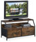 Relaxdays TV Board, Industrial, HxBxT: 48,5 x 93 x 41,5 cm, Metall, Holzoptik, 2 Schubladen, Fernsehtisch, braun/schwarz