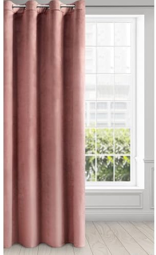 Eurofirany Melanie Vorhang Samt Velvet Ösen -1 STK. Weich Edel Gardine 200g/m² Elegant Glatt Einfarbig Flauschig Modern Klassisch Wohnzimmer Schlafzimmer, 140x250 cm, Dunkelrosa