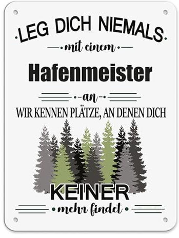 PR Print Royal Berufe Blech-Schild - Leg Dich Niemals mit einem Hafenmeister an - Lustiges Geschenk Büro, Job, Arbeit, Kollegen, Freunde, Metall-Poster - Querformat A5