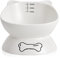 Swuut Large Raised Cat Bowl for Dry Wet Food,15cm Water Bowl Ceramic Tilted Elevated Pet Bowl Dish with Measuring,Spine Protect,Slanted Design for Easy Eating,Gift for Cat(White)