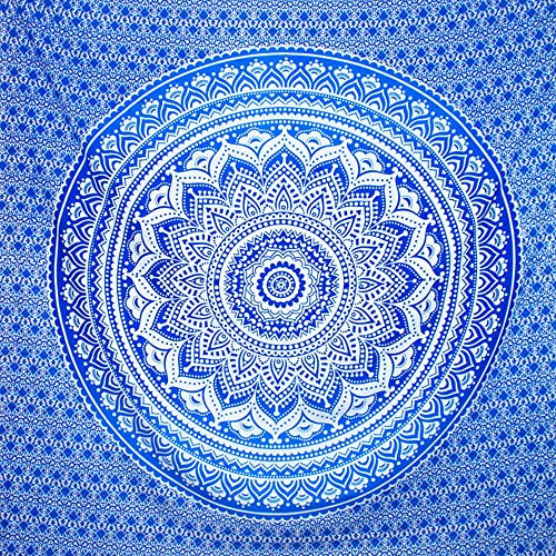 Großer Mandala-Wandbehang, Strandtuch, Strandtuch, Aesthetic, Picknickdecke, Heimdekoration, 220 x 200 cm (Blau)