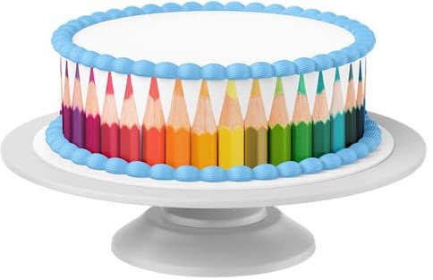 Tortenband Buntstifte essbar - 4 Stück á 24cm x 5cm passend für Torten bis 30 cm zum mitessen - kreative Dekoration für Torten