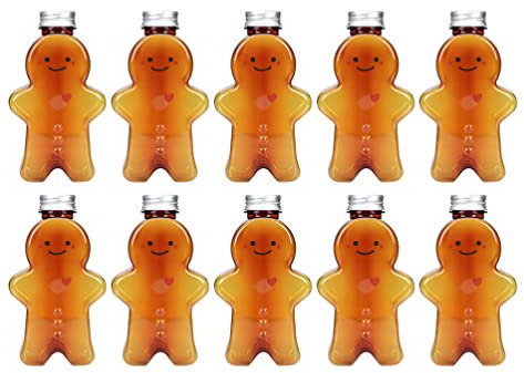 Alipis Weihnachten Flaschen Klar PET Kunststoff Saft Flaschen Weihnachten Lebkuchenmann Leere Flaschen Wasserflasche Milch Saft Tasse Getränk Behälter, 500ml, 10pcs Lebkuchenmann Flasche