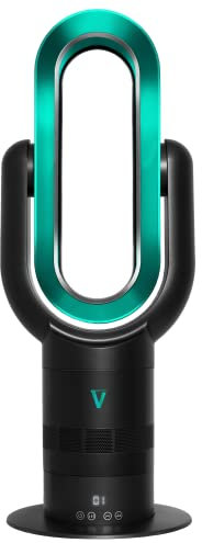 VORTEX AIR Pro Bladeless Space Heater and Cooler Turquoise Delight - Remote Oscillating Tower Fan with Timer and Adjustable 10 Speed Settings - 1.650W