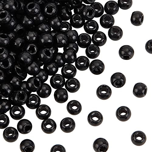 OLYCRAFT 200 Stück Schwarze Glasperlen Rund Großes Loch Glasperlen 2.5 mm Loch Lose Glasperlen Kristallglasperlen Glasabstandshalterperlen Für Die Schmuckherstellung DIY Bastelprojekte