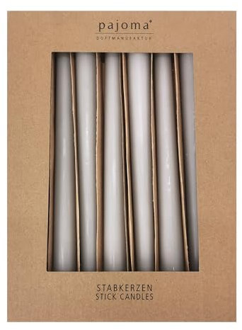 pajoma® Stabkerzen Grau 10 Stück - Höhe 25 cm ø 2,2 cm | Brenndauer 7 Stunden, Premium Qualität - einfarbige Spitzenkerzen