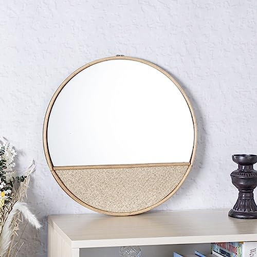 DAZZLEEX Espejo redondo de madera, espejo decorativo de pared, espejo redondo decorativo para vestíbulo, salón, dormitorio, lavabo
