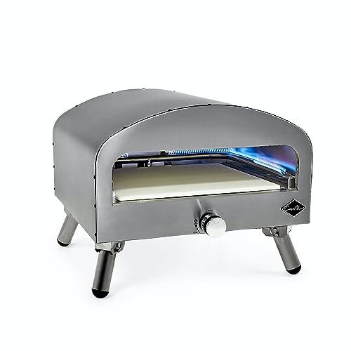 Casa Mia Bravo - Horno de pizza de gas para exteriores de 16 pulgadas, calentamiento rápido, cocción versátil, construcción de acero inoxidable