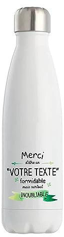 Gourde Isotherme personnalisable idée cadeau collègue Merci inoubliable homme | Bouteille Thermos 500 ml Texte à personnaliser