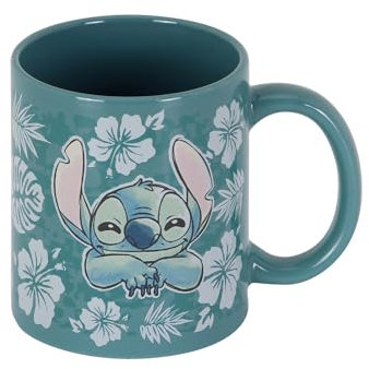 Lilo y Stitch Aloha-Taza, Azul, 13 x 9.5 cm