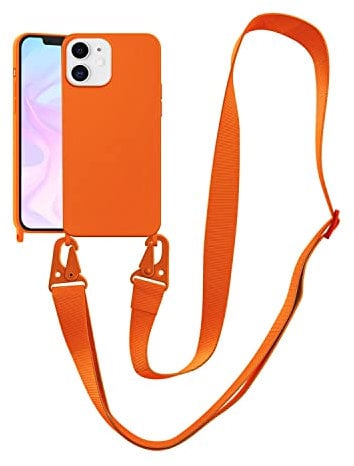 VooDirop Compatible with iPhone Xr Case with Lanyard Crossbody iPhone Case with Strap Adjustable Shockproof Drop Protection Silicone Phone Cover for iPhone Xr 6.1’’ Neon Orange