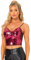 Allegra K Damen Halloween-Kostüm Ärmellos Pailletten Crop Top Spaghettiträger Club Party Tanktop Oberteil Schwarz Rot S