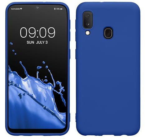 kwmobile Hülle kompatibel mit Samsung Galaxy A20e Hülle - weiches TPU Silikon Case - Cover geeignet für kabelloses Laden - Baltik Blau