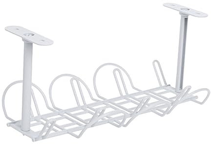 OSALADI Convenient Cable Basket Desk Cord Holder Professional under Desk Storage Rack Iron Mesh Cable Management