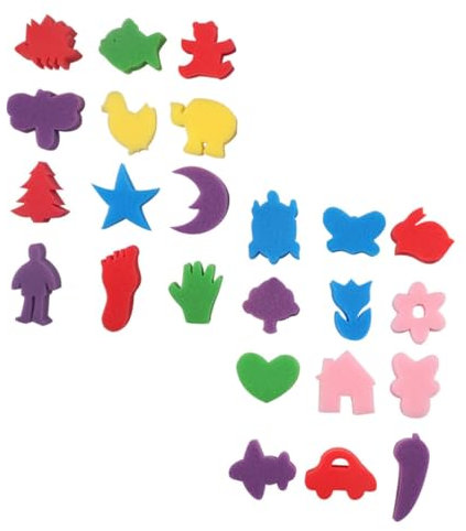 HOODANCOS 48pcs Painting Sponge for Boy Girl Diy Creative Art Tools Sponge Stamps for Boys and Girls Crafts and Painting Activities at Home School