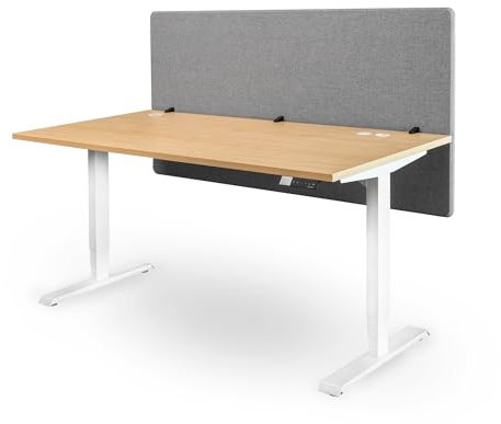 Ergotopia Akustik Trennwand Schreibtisch (120 x 80 x 2,8 cm), Verstellbarer Sichtschutz für Büro | Fokus Tischtrennwand in grau, Schallschutz Raumtrenner mit Klemmen, Schreibtisch Akustikwand