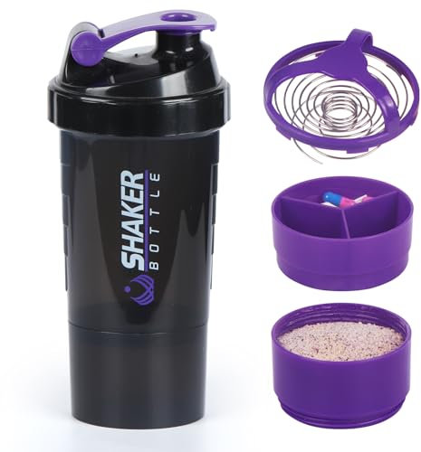 XTKS Eiweiß Shaker,Protein Shaker Flasche mit Mixer,Auslaufsicherer Trinkflasche für Protein Shakes,Tragbarer Shaker Proteinshake mit Aufbewahrung