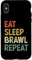 Hülle für iPhone X/XS Eat Sleep Brawl Repeat Stars Lustiges Videospiel